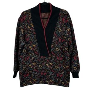 Vintage Jaeger Lambswool Angora Ribbed Knit V Neck Sweater Large Grandpacore